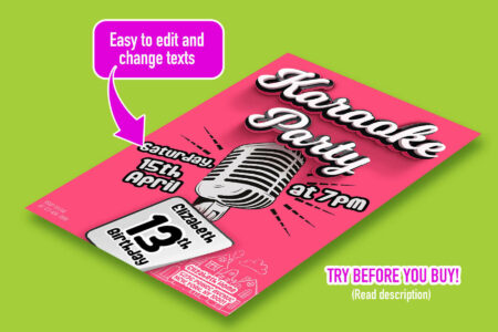 Girly karaoke invitation template