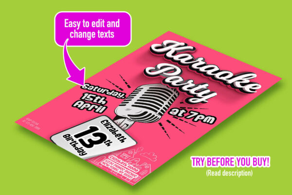 Girly karaoke invitation template