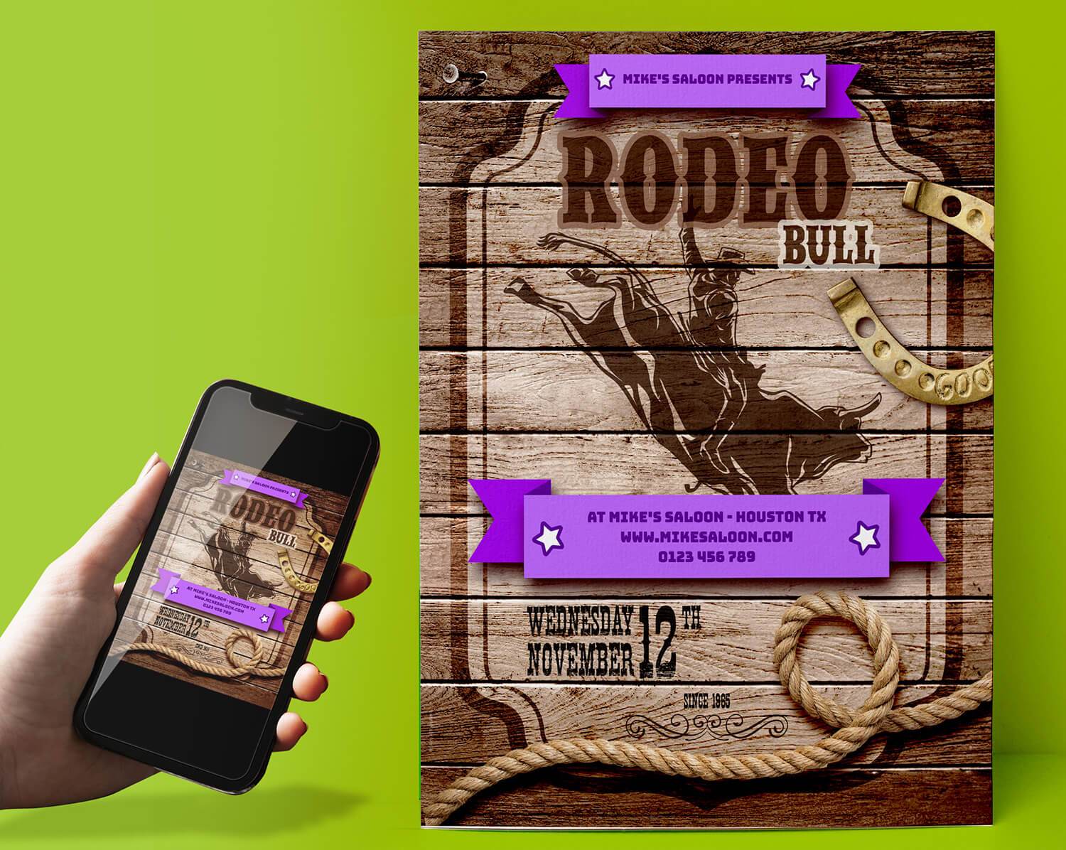 Rodeo bull flyer template