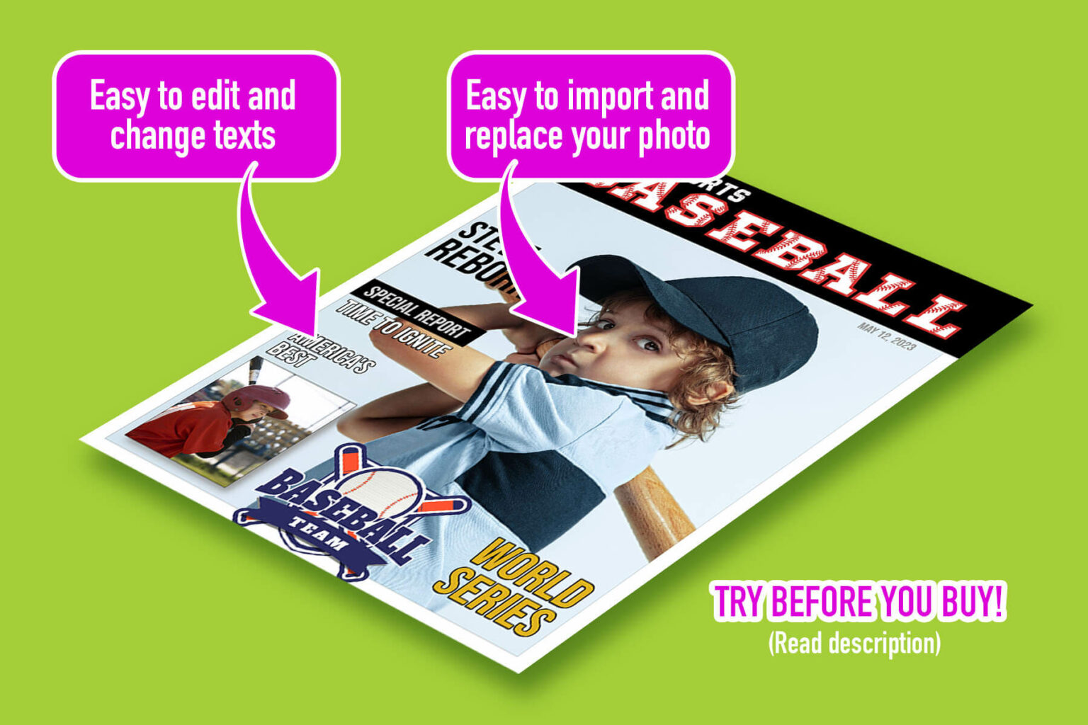 DIY Baseball Magazine Cover Template Template Online